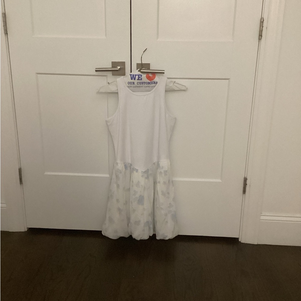 Abercrombie Kids White and Gray Patterned Dress